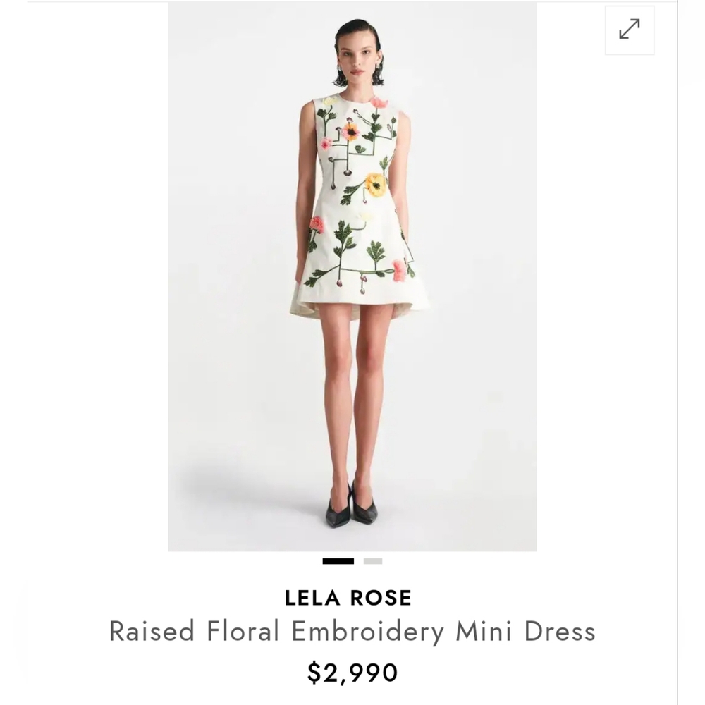 Lela Rose Cream Floral Mini Dress, Size 0, New, $3,000